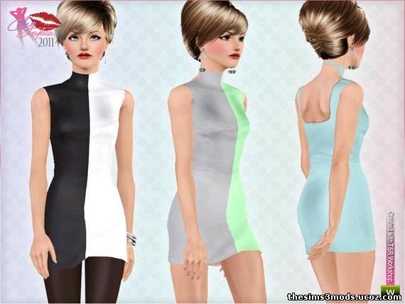 Двухцветное платье для Sims 3