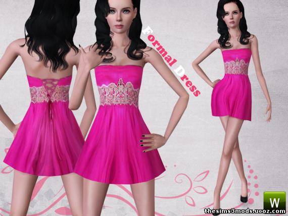 Розовое платье для Sims 3