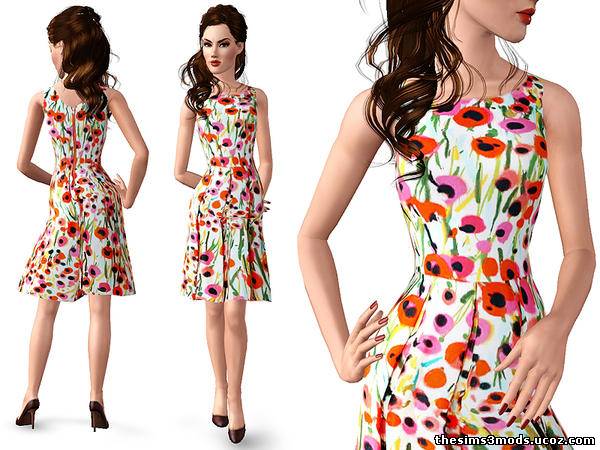 Sims 3 Одежда женская Floral Print от SimDetails