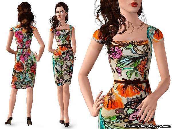 Sims 3 Одежда женская Платье Garden Party от SimDetails