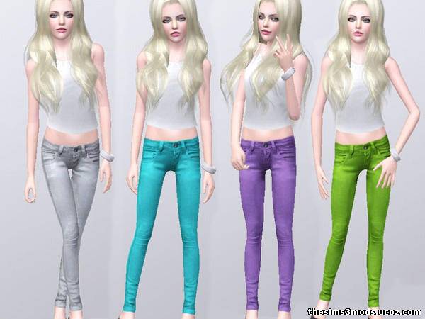 Sims 3 Одежда женская Джинсы Colorful от lolahn16