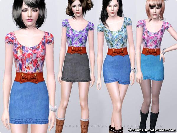 Sims 3 Одежда женская Платье Floral&Denim от Lolahh16