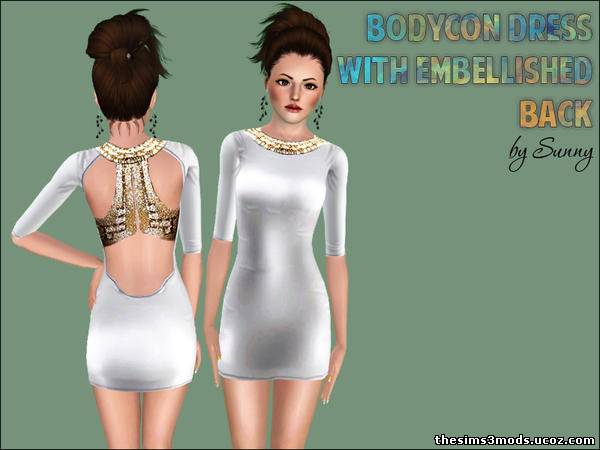 Sims 3 Одежда Платье Bodycon With Embellished Back от Sunny13