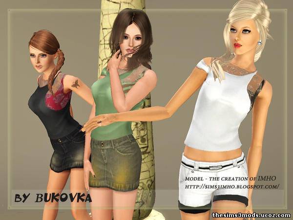 Sims 3 Одежда женская Top shirt Lace of AmyLee от Bukovka