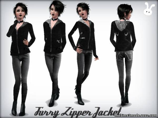 Sims 3 Женская одежда Furry Zipper Jacket от XxNikkibooxX