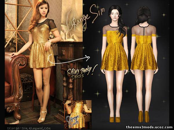 Sims 3 Женская одежда Платье Shiny Party от Orange-sim