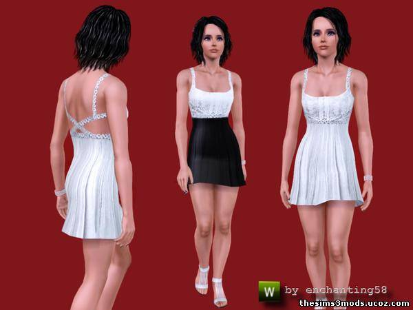 Sims 3 Женская одежда Платье Jersey Blackand White от enchanting58
