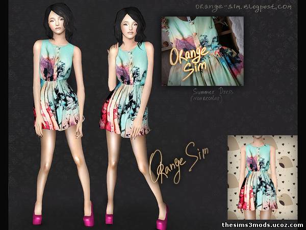 Sims 3 Женская одежда Платье Pretty Summer от Orange-sim