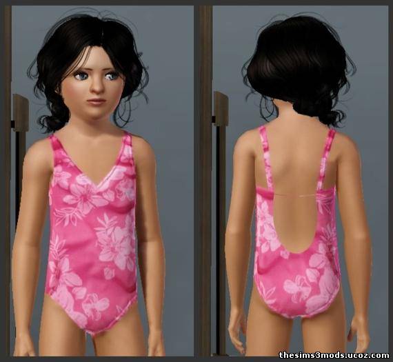 Розовый детский купальник для Sims 3