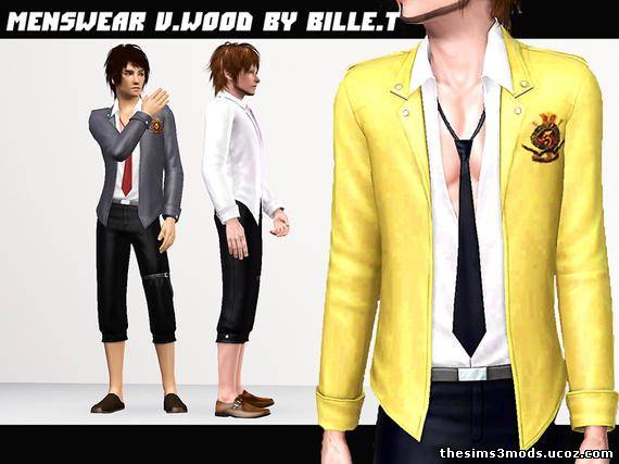 Мужская одежда с галстуком для Sims 3
