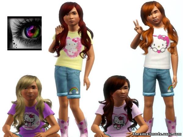 Sims 3 Одежда детская Hello Kitty Shirts от Taurona